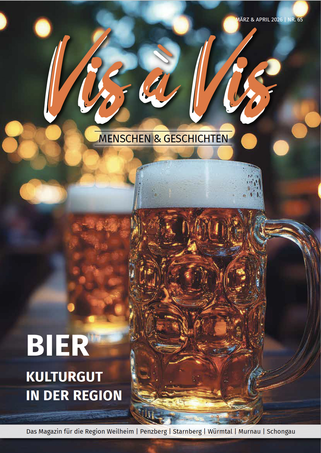 Vis à Vis Magazin – März/April 2026 – Artikel über Biografin Brigitte Kronwitter